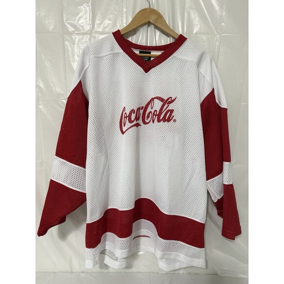 Coca Cola Other - Vintage Coca-Cola Hockey Jersey Reach Sports Large White Red BET #48 Canada